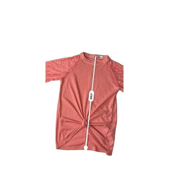 3 for $15 Miholl Coral Long Sleeve Lace Knit Top, Tie Front , NWT Size Small - Picture 8 of 10